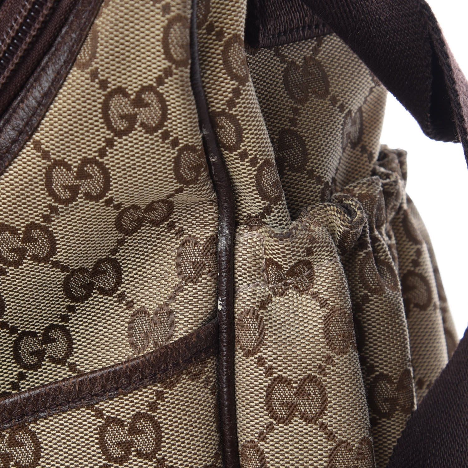 Gucci Monogram Natural Pigskin Large Diaper Bag Beige Ebony Cocoa Dark Chocolate 18 of 18