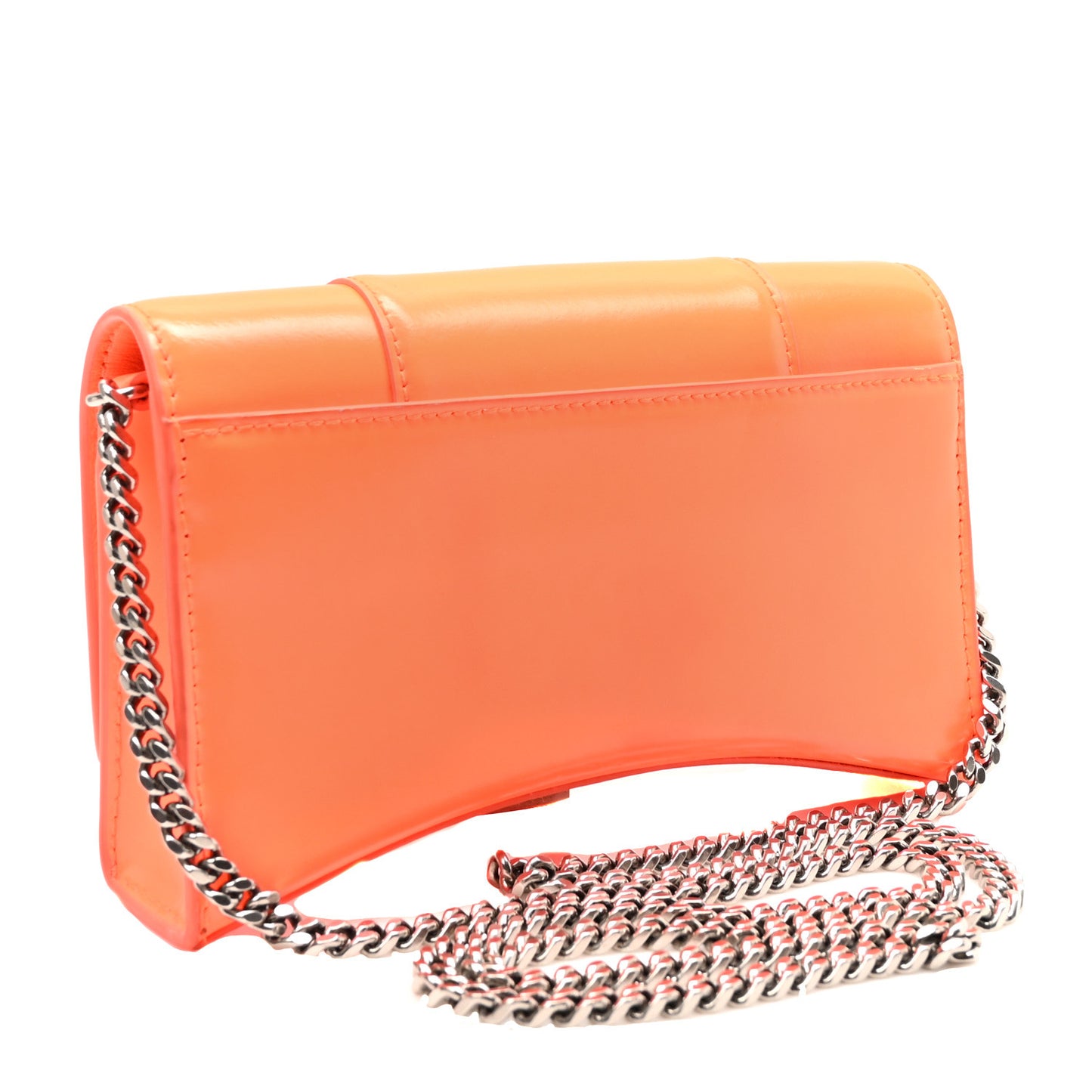 Shiny Box Calfskin Hourglass Chain Bag Fluo Orange