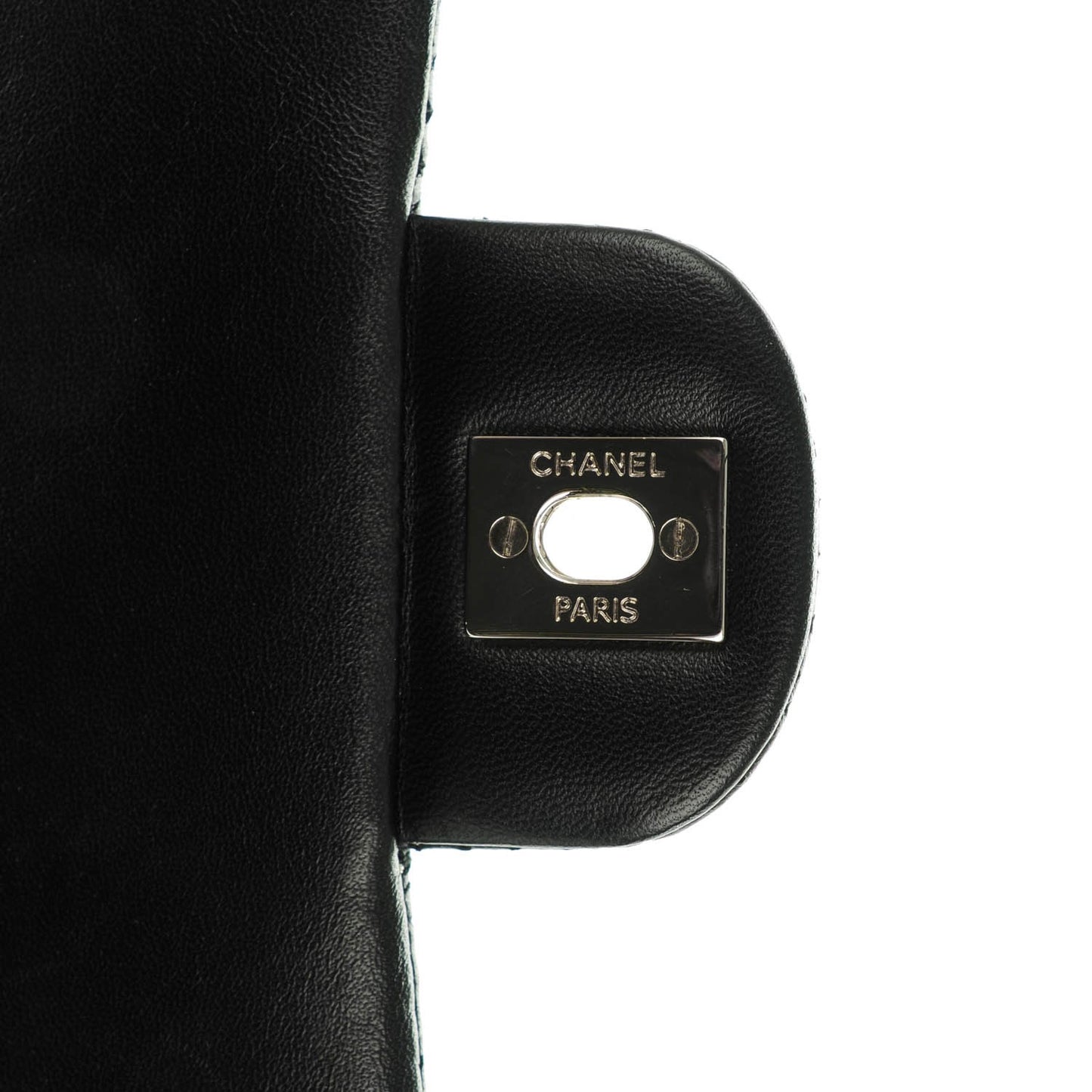 Lambskin Perforated East West Flap Black