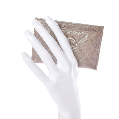 Chanel Iridescent Caviar Quilted Card Holder Beige 2 of 9