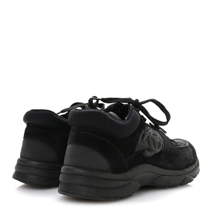 Chanel Fabric Calfskin Suede CC Sneakers 36.5 Black 5 of 8