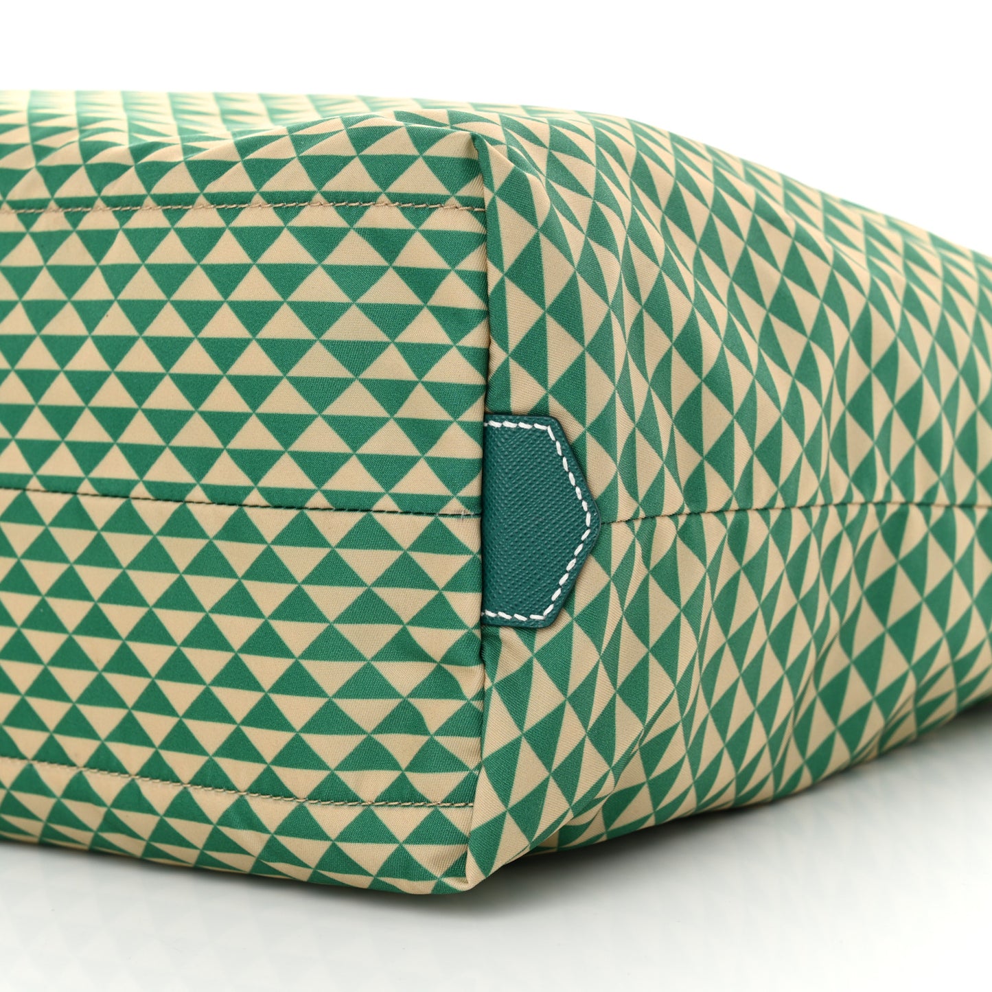 Re-Nylon Saffiano Triangolo Symbole Shopping Tote Green