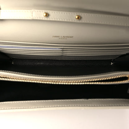 Saint Laurent Grain De Poudre Matelasse Chevron Monogram Chain Wallet Blanc Vintage 5 of 6