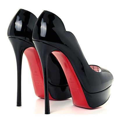 Christian Louboutin Patent Chick Up Alta 150 Peep Toe Pumps 37 Black 4 of 10