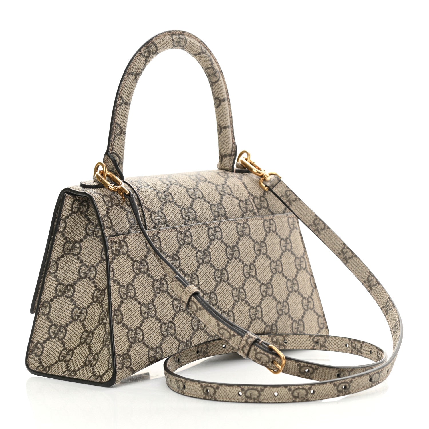 Balenciaga X GUCCI GG Supreme Monogram Small Hourglass Top Handle Bag Beige Ebony 3 of 13
