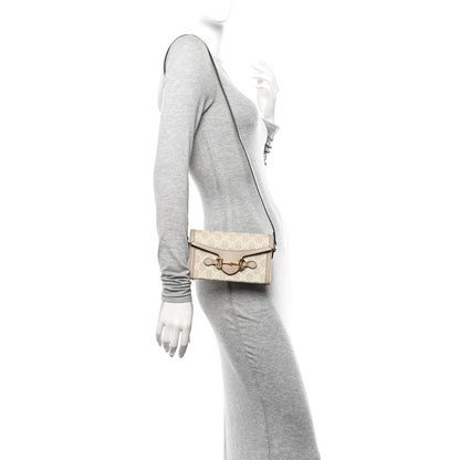 Gucci GG Supreme Monogram Textured Dollar Calfskin Mini Horsebit 1955 Shoulder Bag Beige Mystic White Oatmeal 2 of 12