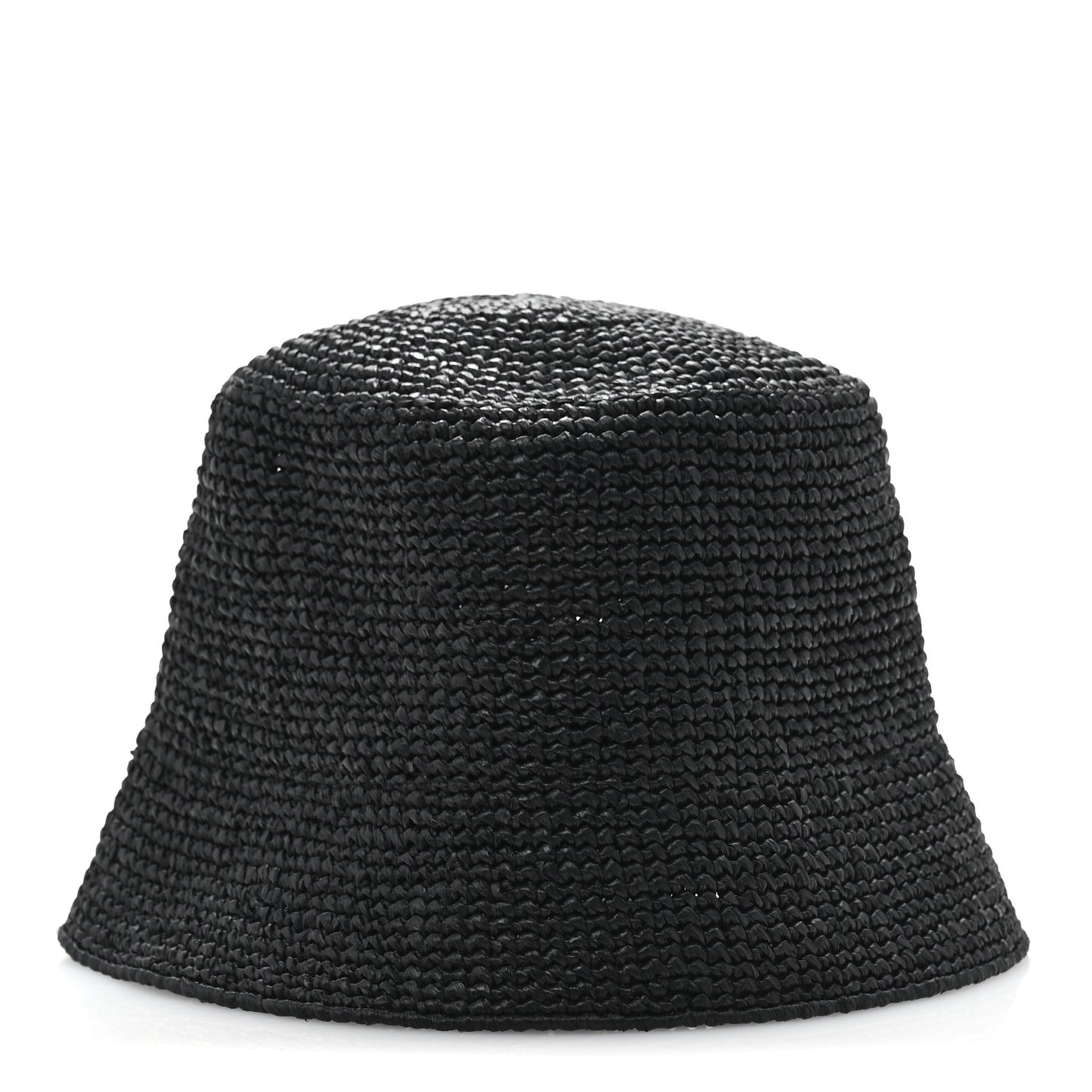 Yarn Raffia Effect Crochet Logo Embroidered Womens Bucket Hat S Black