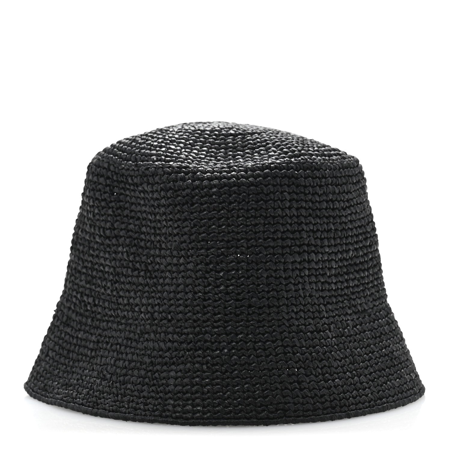 Prada Yarn Raffia Effect Crochet Logo Embroidered Womens Bucket Hat S Black 6 of 8