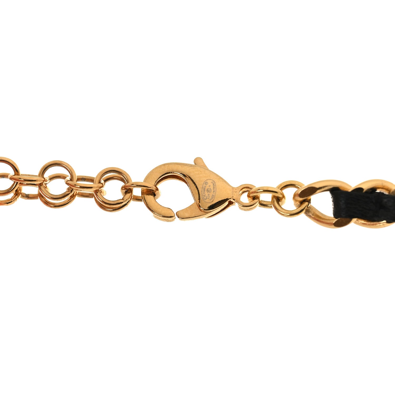 Chanel Metal Lambskin CC Buckle Up Necklace Black Gold 4 of 5