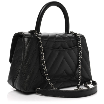 Chanel Caviar Chevron Quilted Mini Coco Handle Flap Black 2 of 8