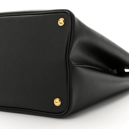 Prada Saffiano Cuir Medium Double Bag Black Fuoco 9 of 14