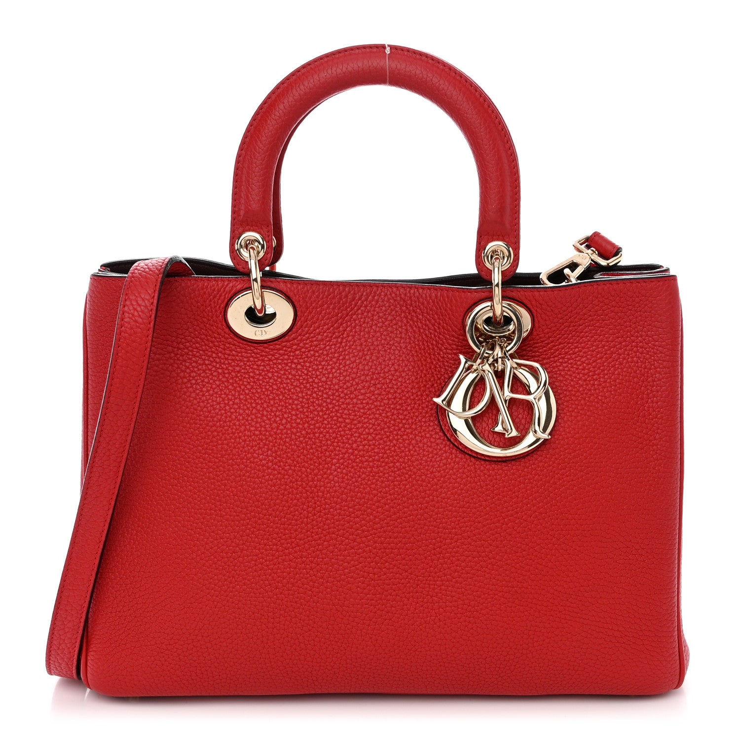 Christian Dior Calfskin Medium Diorissimo Tote Red 1 of 11