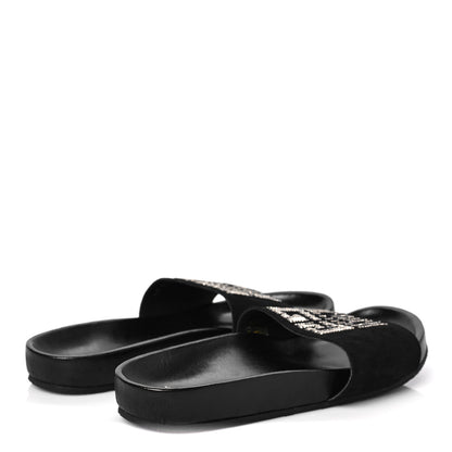 Givenchy Suede Sequin Logo Womens Slide Sandals 39 Black 4 of 7