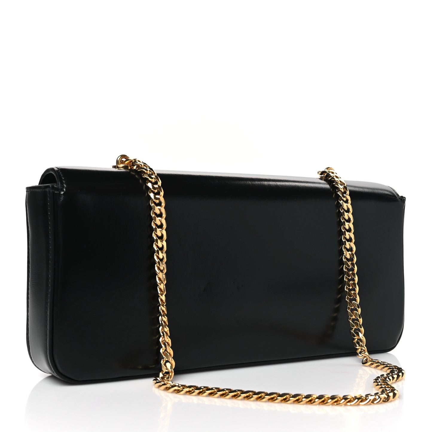 Shiny Calfskin Triomphe Chain Bag Black