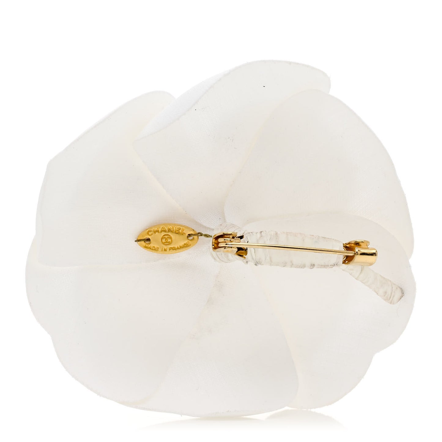Canvas Camellia Pin Brooch Ivory