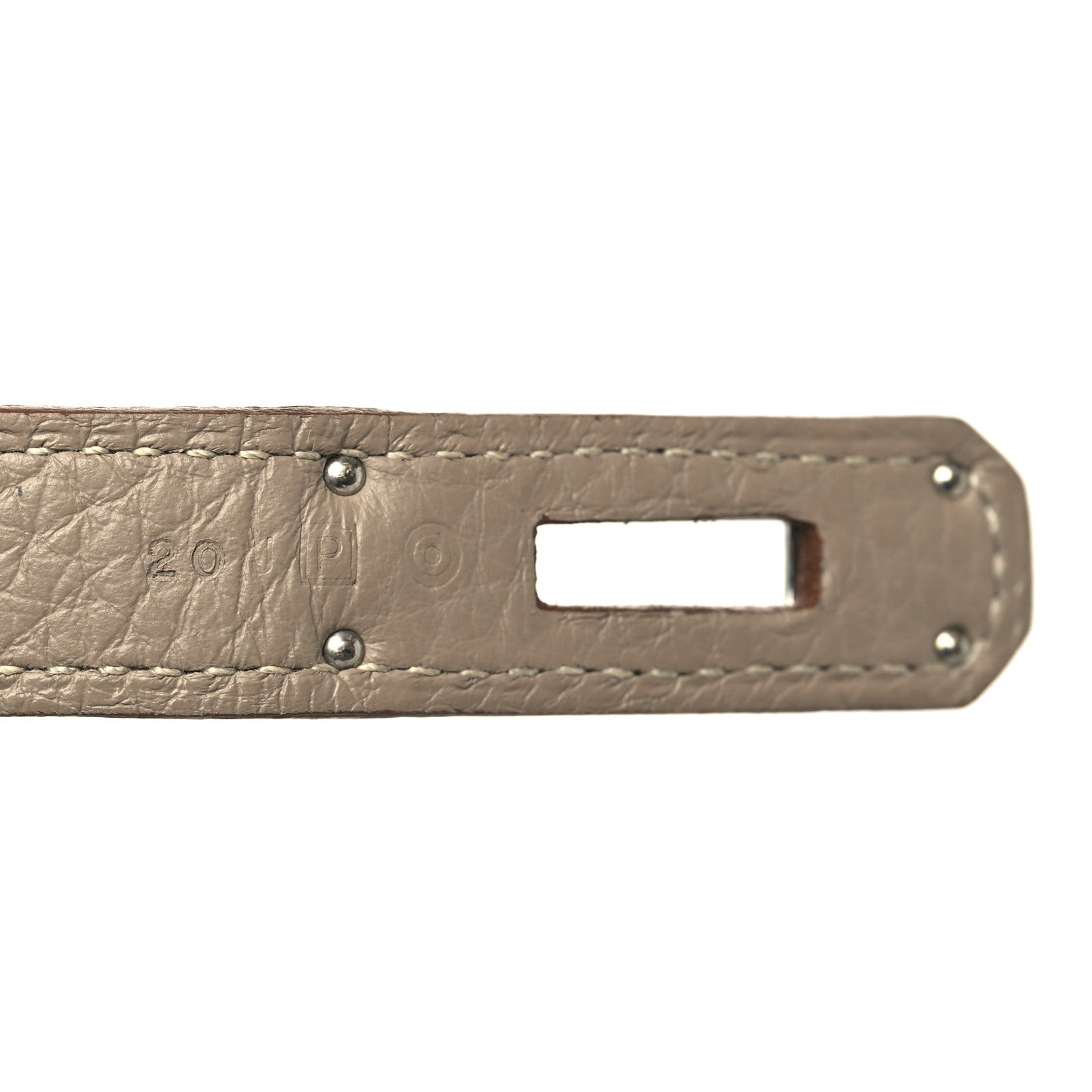 product image of hermes blind stamp on underside of strap FASHIONPHILE