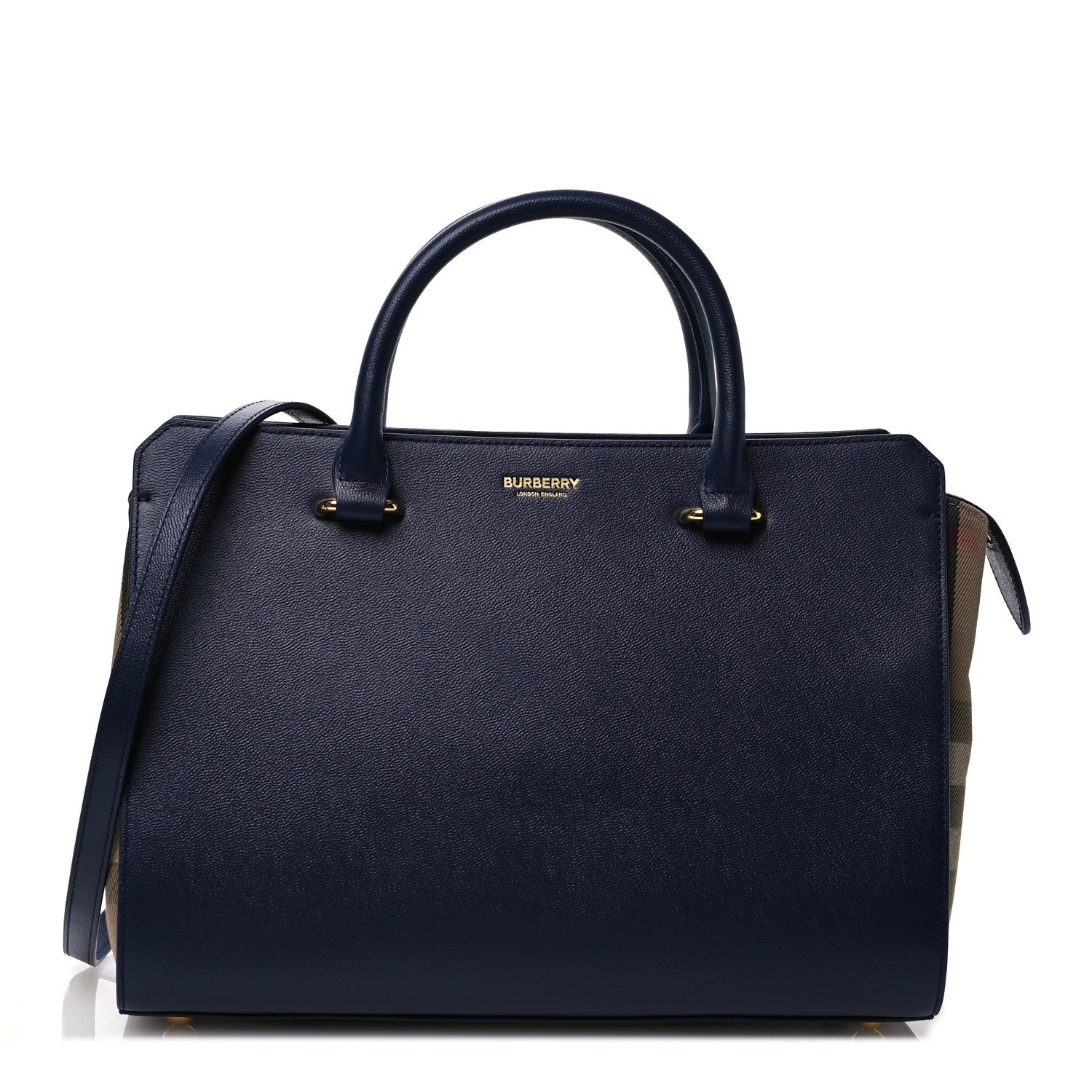 Burberry Calfskin Mega Check Banwell Tote Dark Canvas Blue 1 of 10