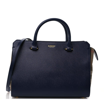 Burberry Calfskin Mega Check Banwell Tote Dark Canvas Blue 1 of 10