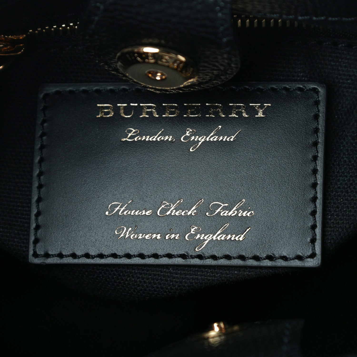 Burberry Derby Calfskin House Check Baby Banner Tote Black 6 of 10