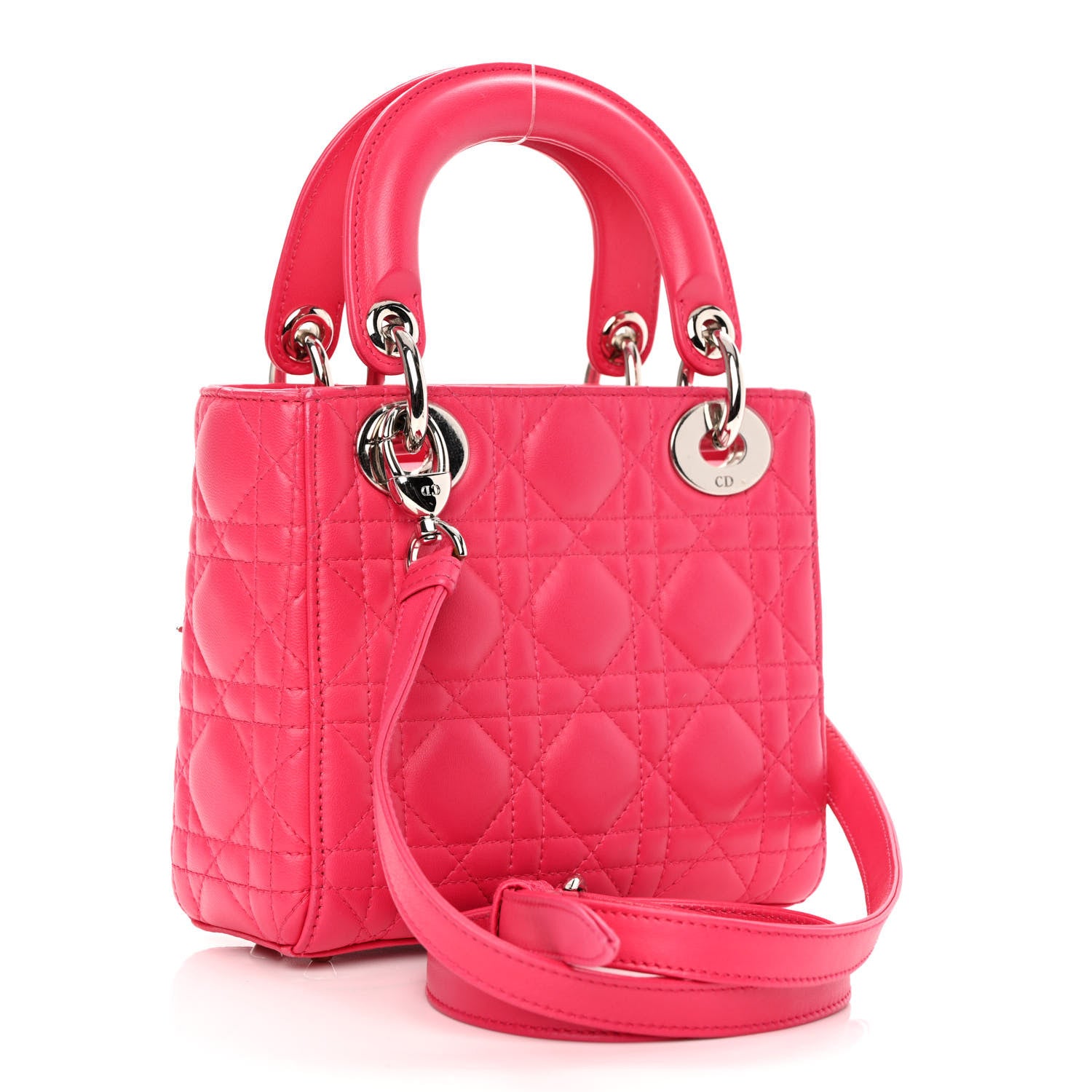 Christian Dior Lambskin Cannage Mini Lady Dior Fuchsia 3 of 12