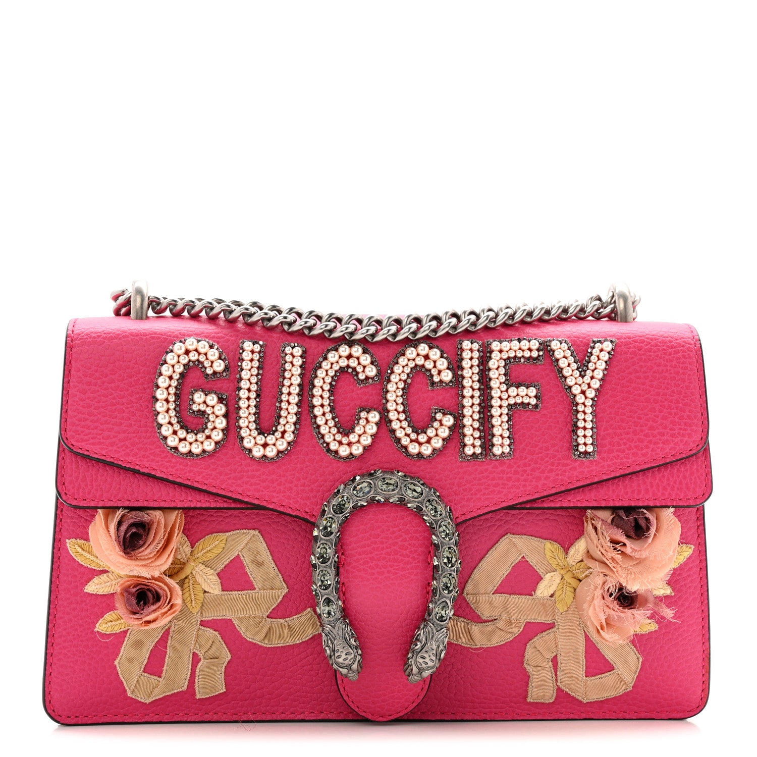 Gucci Pebbled Calfskin Embellished Guccify Small Dionysus Shoulder Bag Rosa 1 of 16