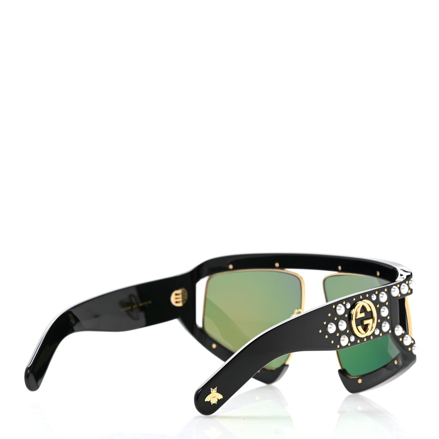 Acetate Pearl Rectangular Frame Sunglasses GG0234S Black Orange
