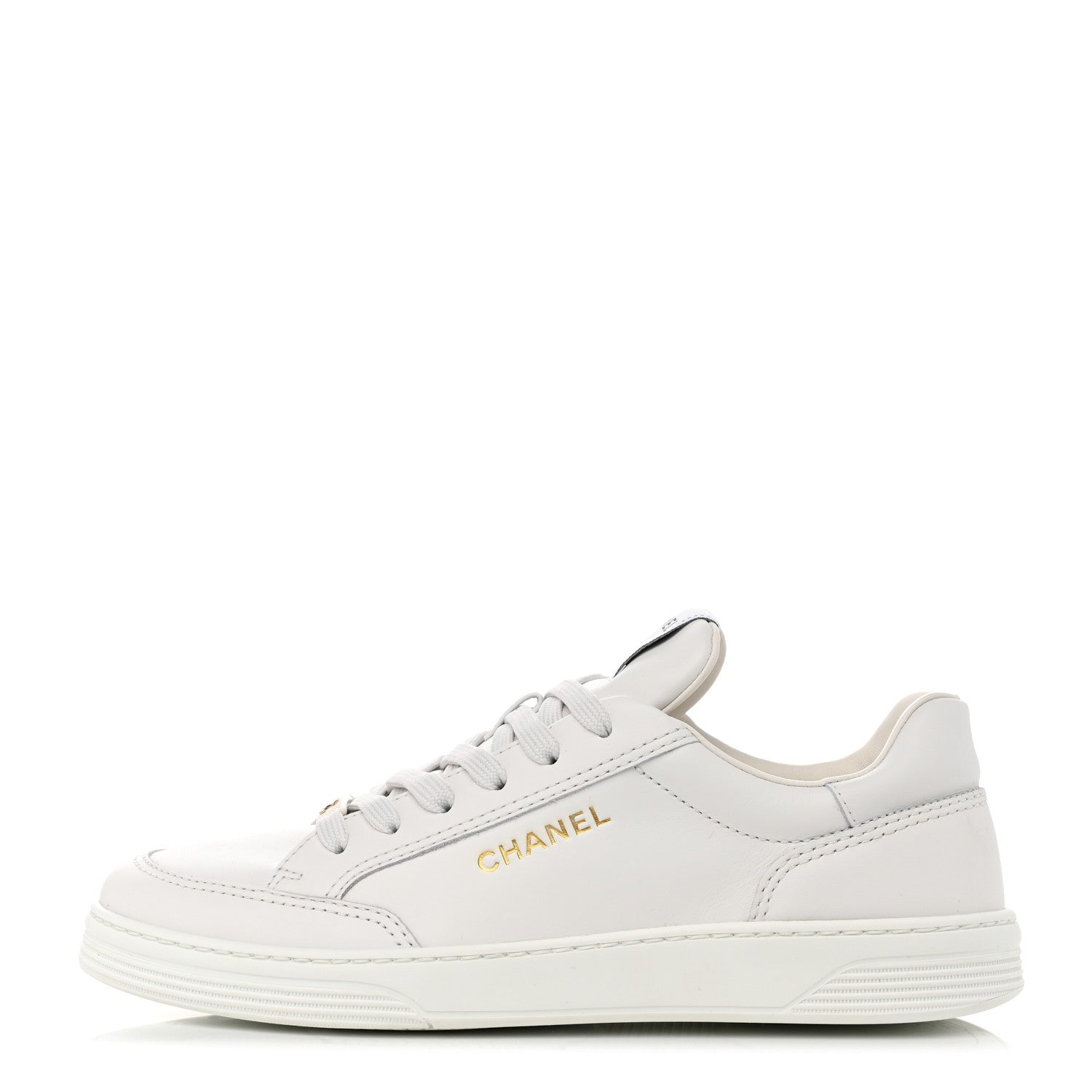 Chanel Calfskin Womens CC Logo Sneakers 40 White 1 of 10