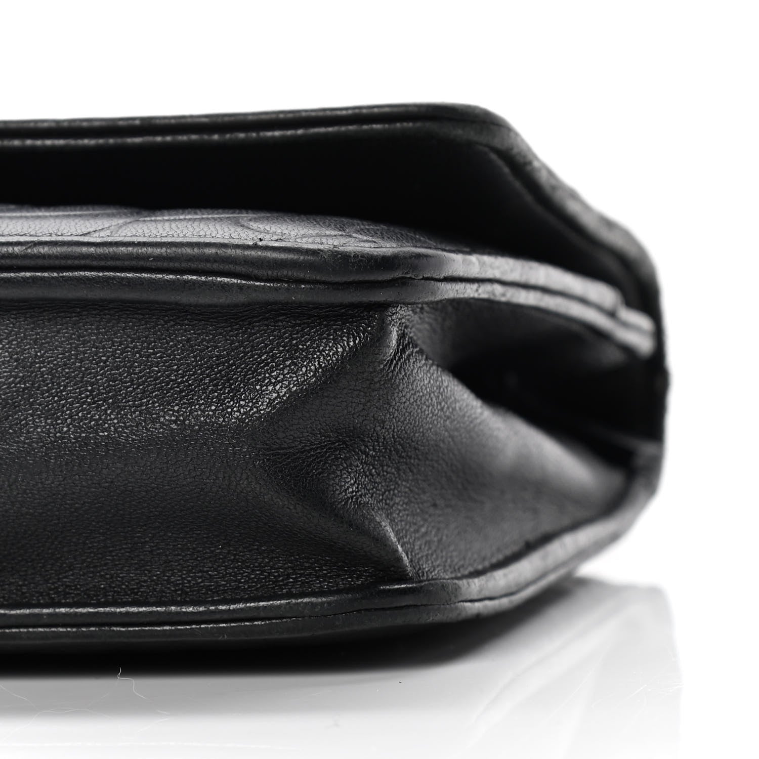 Chanel Lambskin Camellia Embossed Wallet on Chain WOC Black 6 of 10
