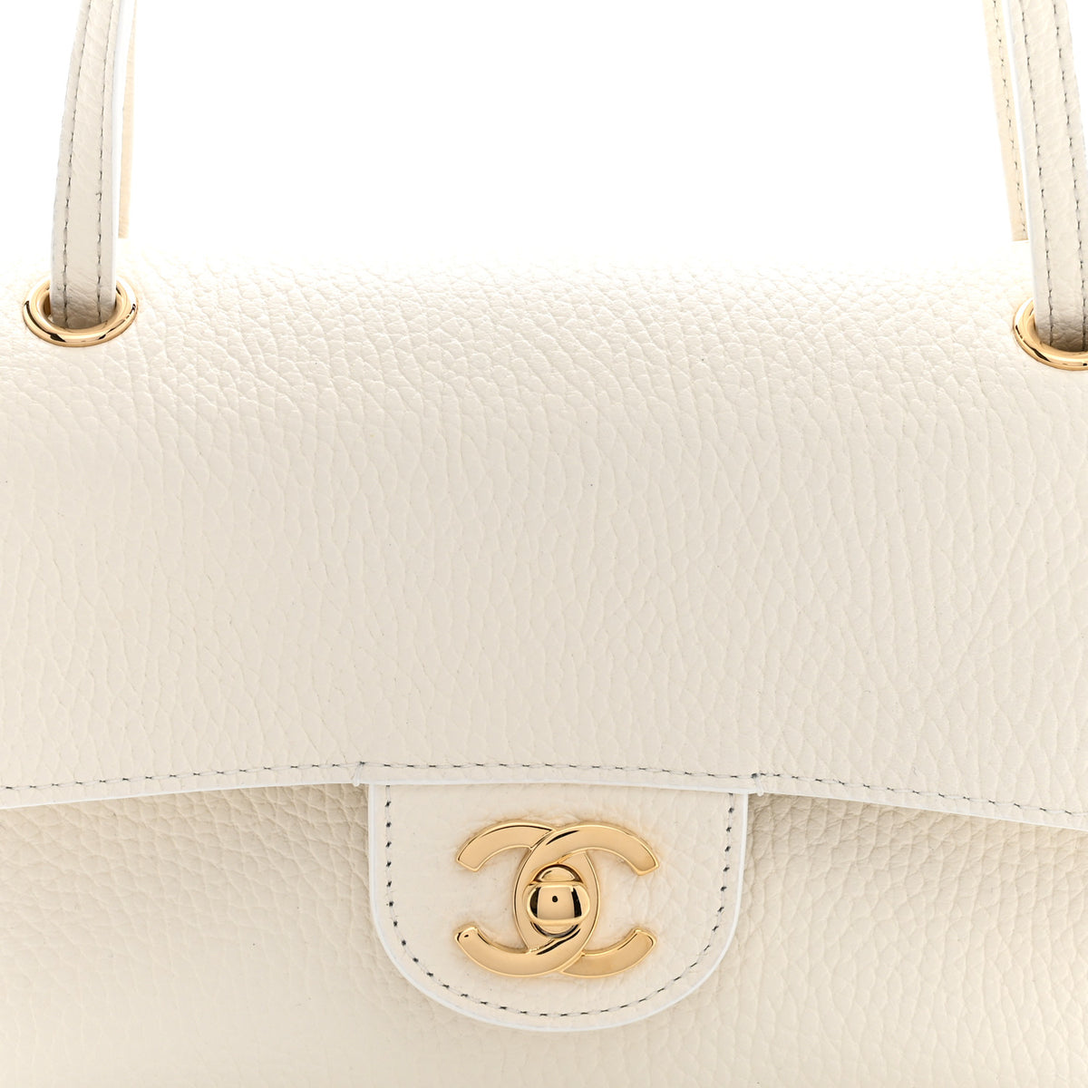 Grained Calfskin Mini Souplissimo Maxi Flap White