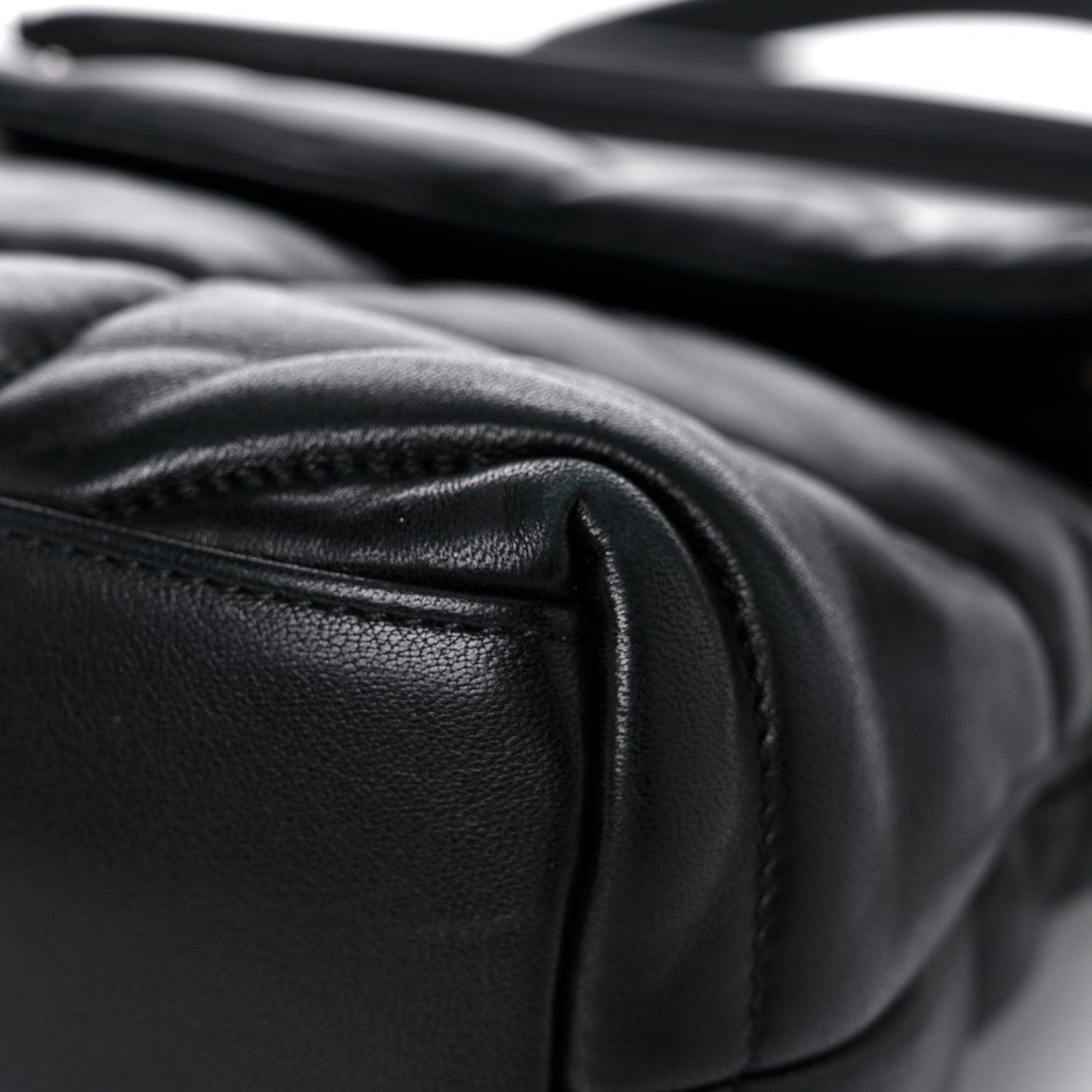 Lambskin Quilted Small Loulou Puffer Monogram Chain Satchel Black
