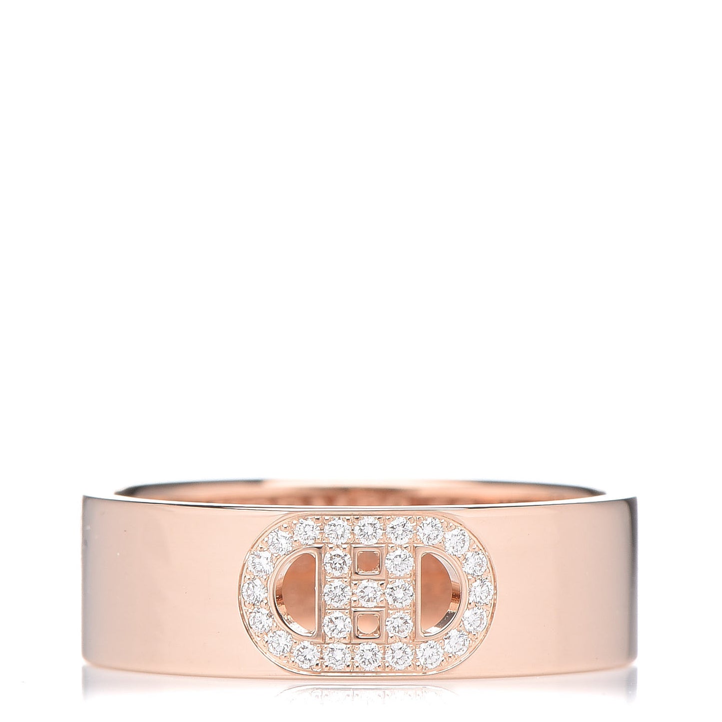 18K Rose Gold Diamond PM H D'Ancre Ring 50 5.5