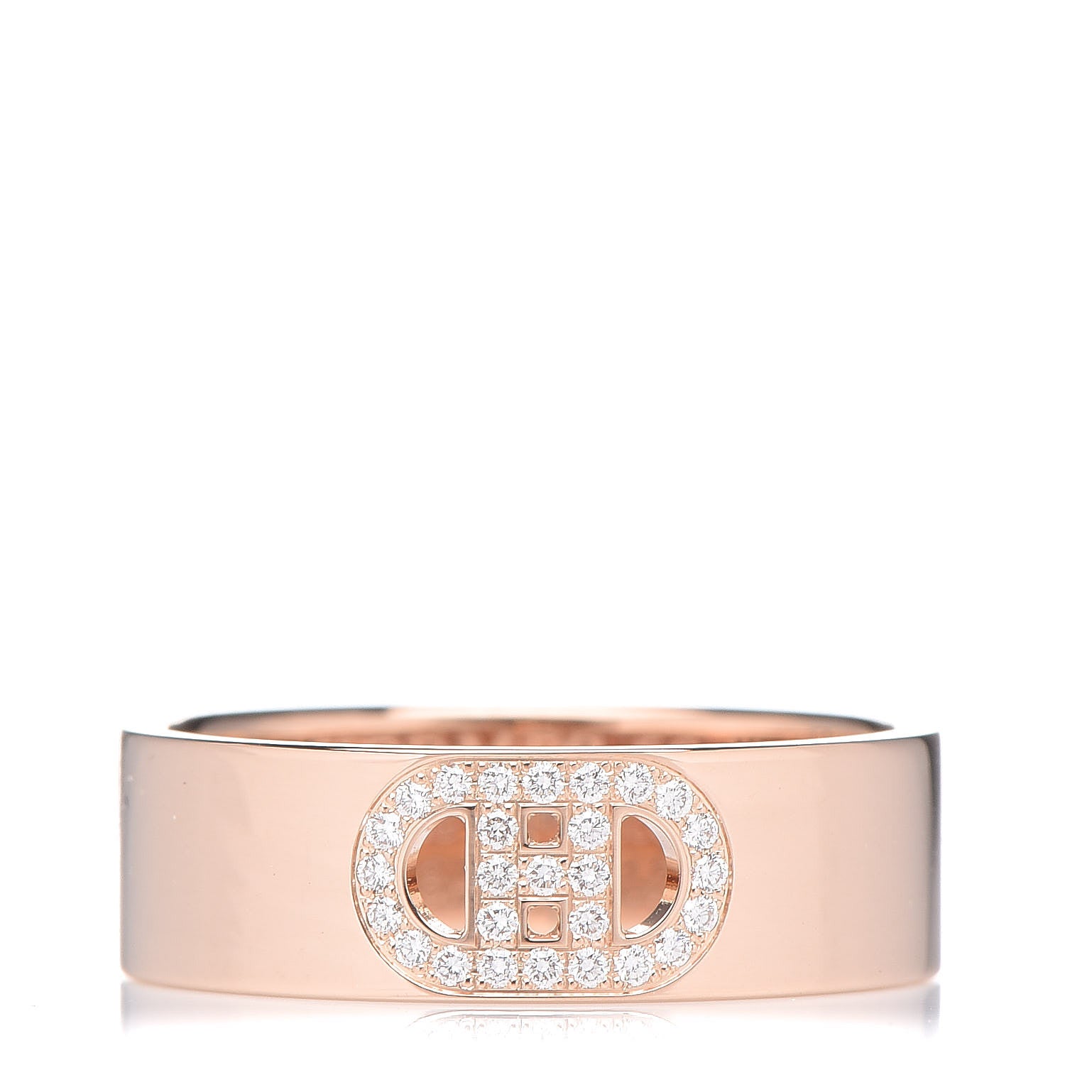 Hermes 18K Rose Gold Diamond PM H D'Ancre Ring 50 5.5 1 of 5