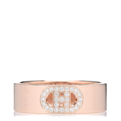 Hermes 18K Rose Gold Diamond PM H D'Ancre Ring 50 5.5 1 of 5