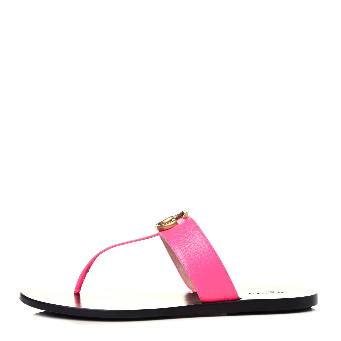 Calfskin GG Marmont Thong Sandals 38.5 Fuxia Fluo
