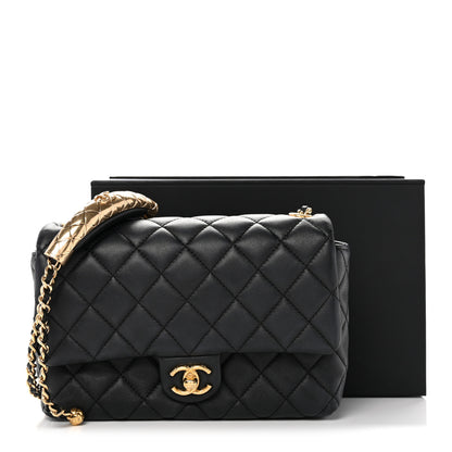 Chanel Lambskin Quilted Mini Quilted Handle Crush Flap Black 13 of 13