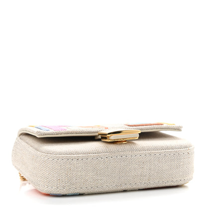 Fendi Kuban Canvas FF Embroidered Nano Baguette Charm Grezzo Multicolor 4 of 11