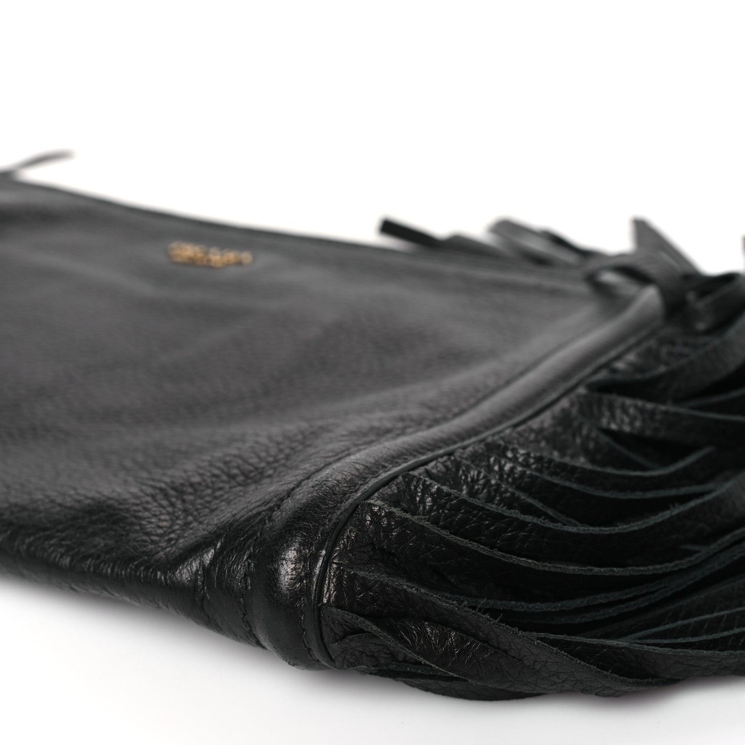 Prada Cervo Deerskin Fringe Clutch Black 9 of 9