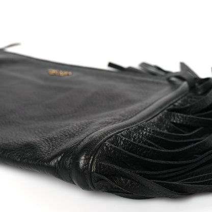 Prada Cervo Deerskin Fringe Clutch Black 9 of 9