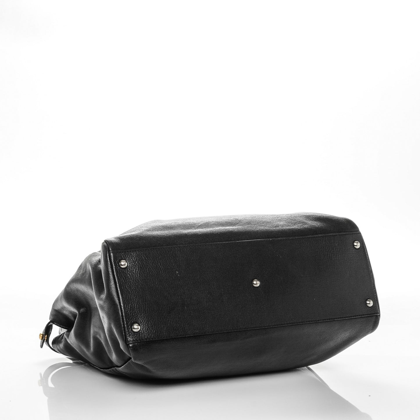 Goatskin Large Peekaboo Iconic Satchel Black Lampone