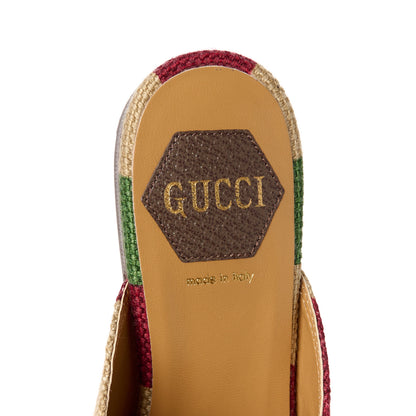 Gucci Canvas Marley Stripe 100 Centennial Womens Princetown Slippers 35 Beige New Acero 7 of 8