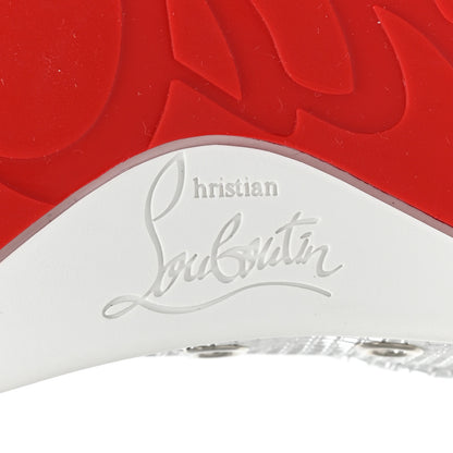 Christian Louboutin Glitter Metallic Calfskin Spikes Vieira 2 Flat Sneakers 40 Silver 7 of 13