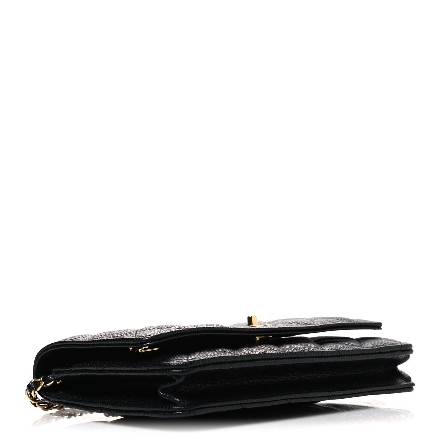 Caviar Quilted CC Turnlock Wallet On Chain WOC Black