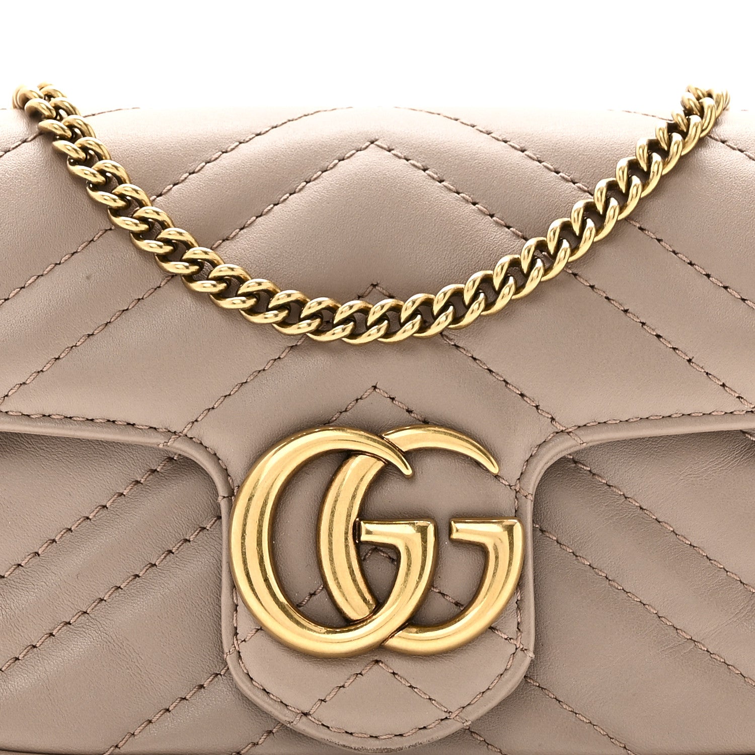 Gucci Calfskin Matelasse Super Mini GG Marmont Shoulder Bag Porcelain Rose 8 of 10