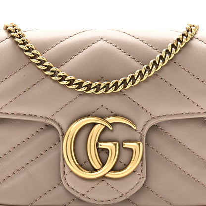 Gucci Calfskin Matelasse Super Mini GG Marmont Shoulder Bag Porcelain Rose 8 of 10