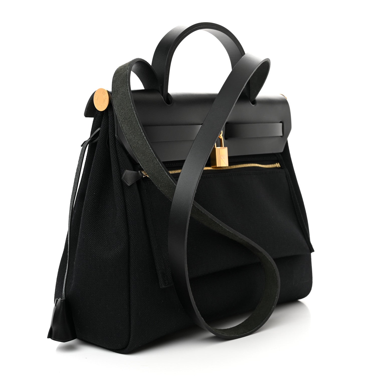 Hermes Military Toile Vache Hunter Herbag Zip PM 31 Black 3 of 10