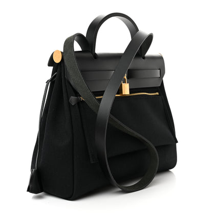 Hermes Military Toile Vache Hunter Herbag Zip PM 31 Black 3 of 10
