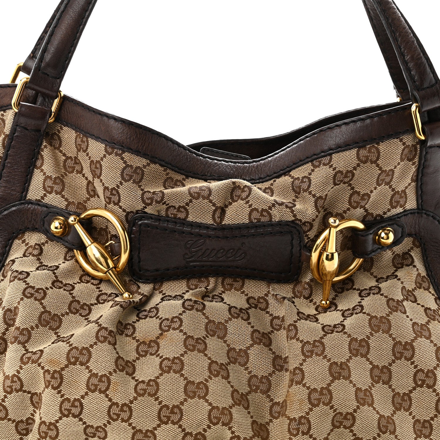 Gucci Monogram Medium Jockey Tote Dark Brown 8 of 12