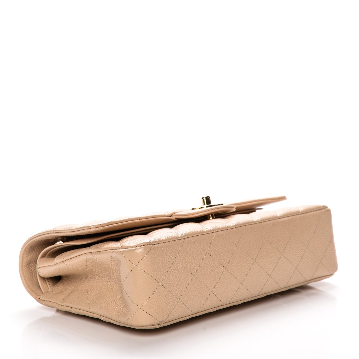 Caviar Quilted Medium Double Flap Beige Clair