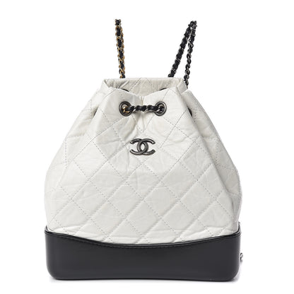 Chanel Aged Calfskin Quilted Small Gabrielle Backpack Black White 1 of 10