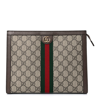 Gucci GG Supreme Monogram Web Ophidia Pouch Brown 1 of 16